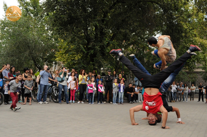 Street workout performance at Vegan Fest Yerevan - vegan festival in Armenia