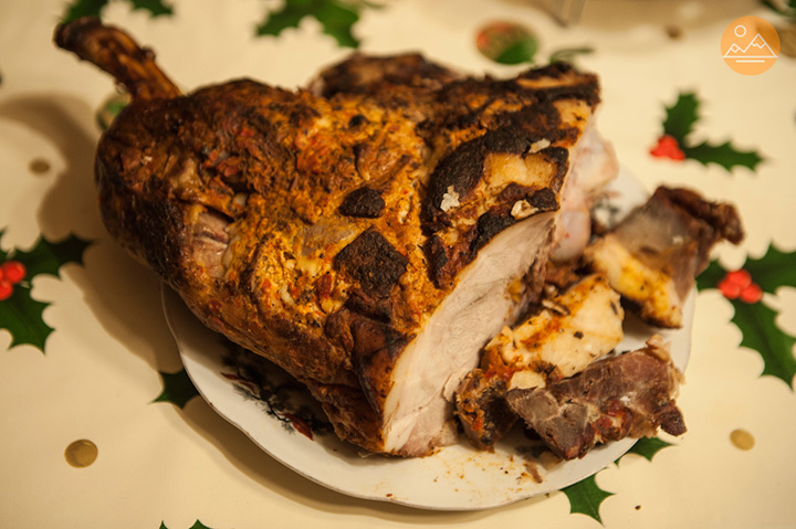 Pork leg roast on Armenian New Year table