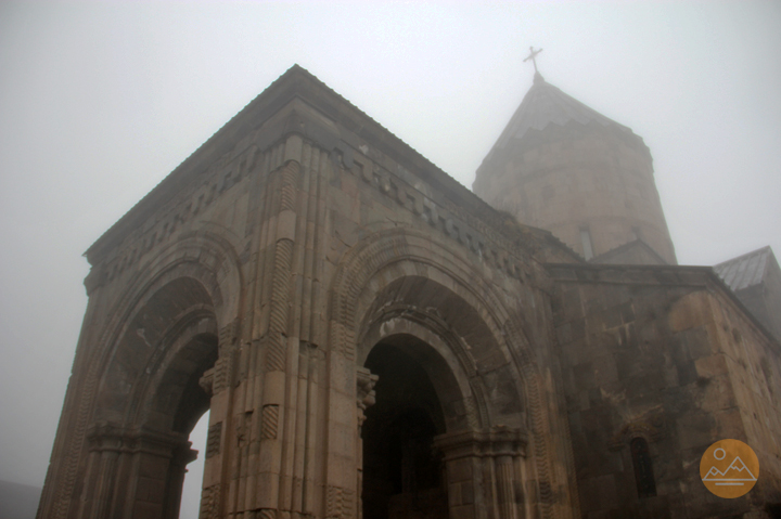 The bell tower of Tatev monastery in Armenia