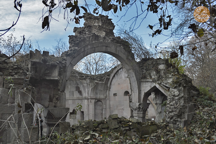 The ruins of Bardzrakash Surb Grigor Monastery in Armenia